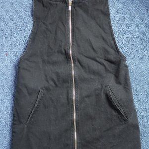Pocket Front Zip Up Overall Dress